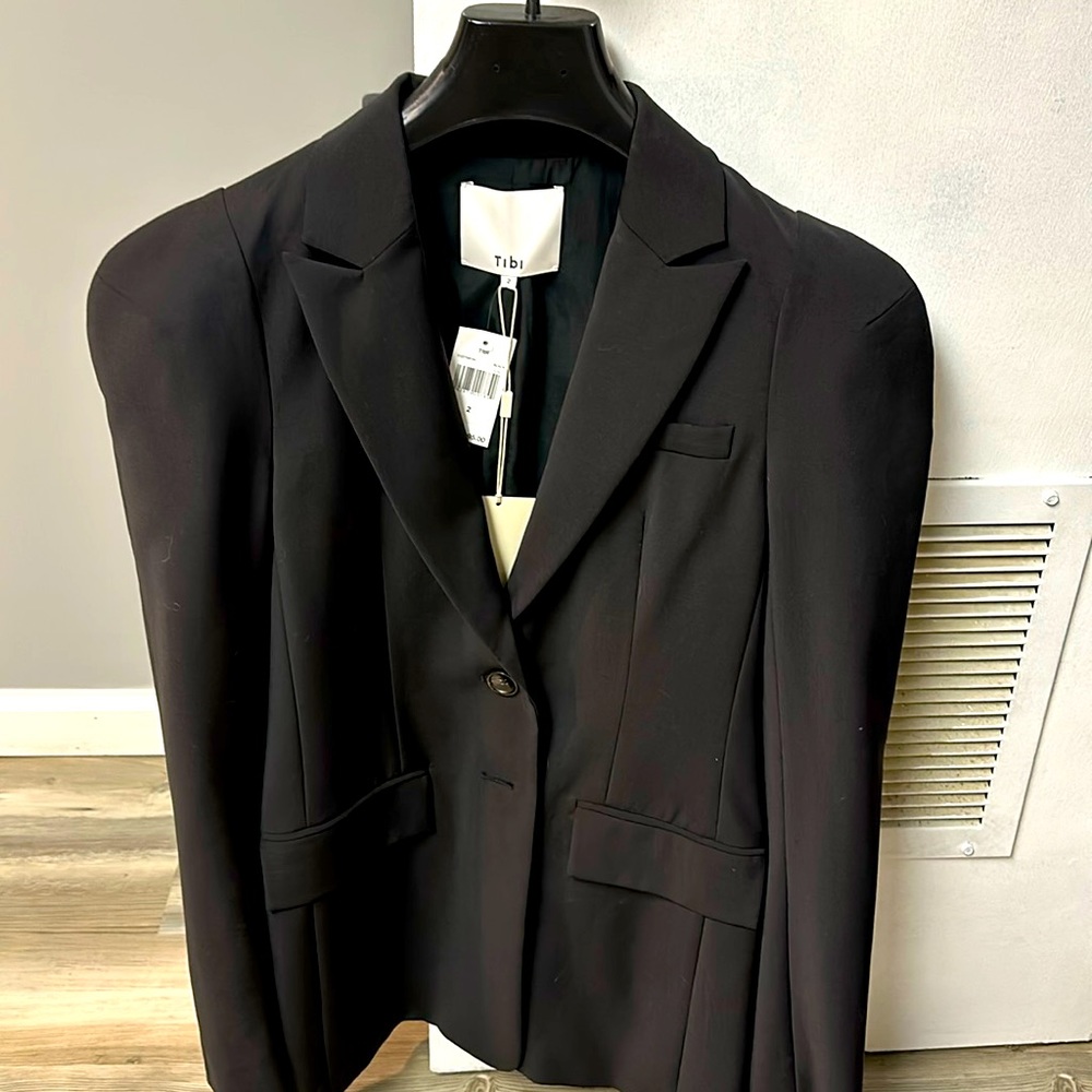 BRAND NEW never work Tibi black puff sleeve blazer, size 2!